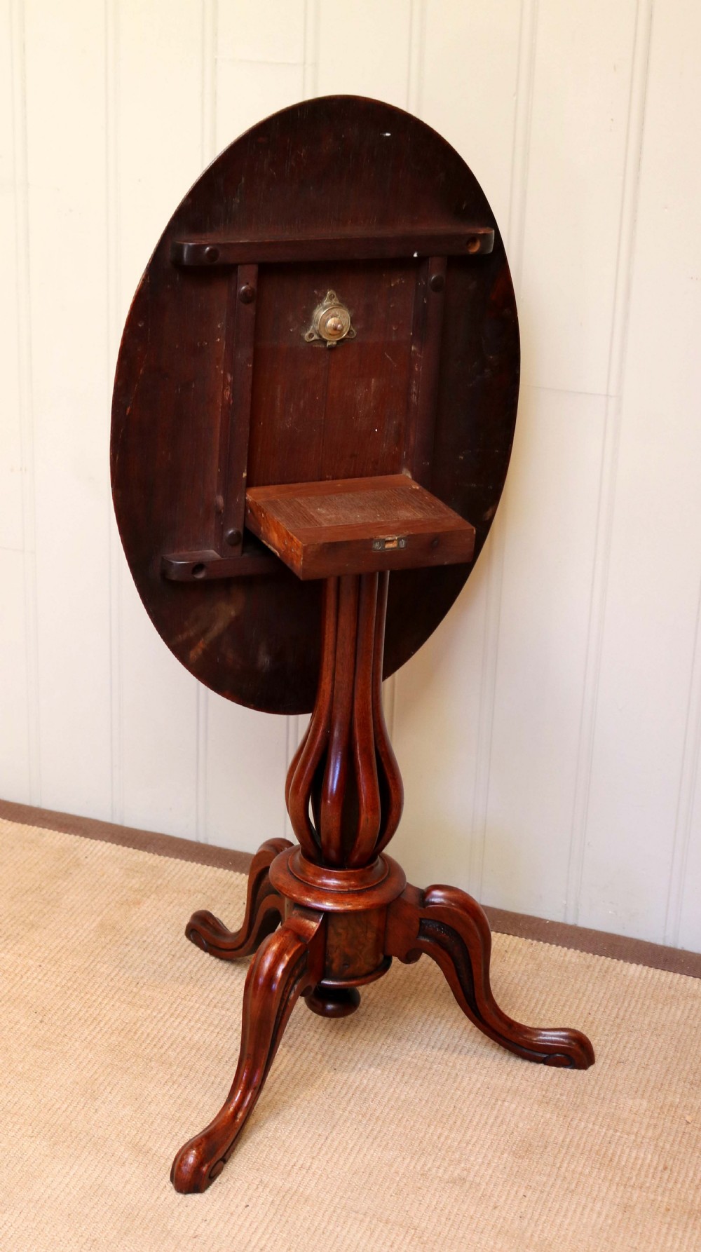 Victorian Walnut Inlaid Oval Tilt Top Table View VI