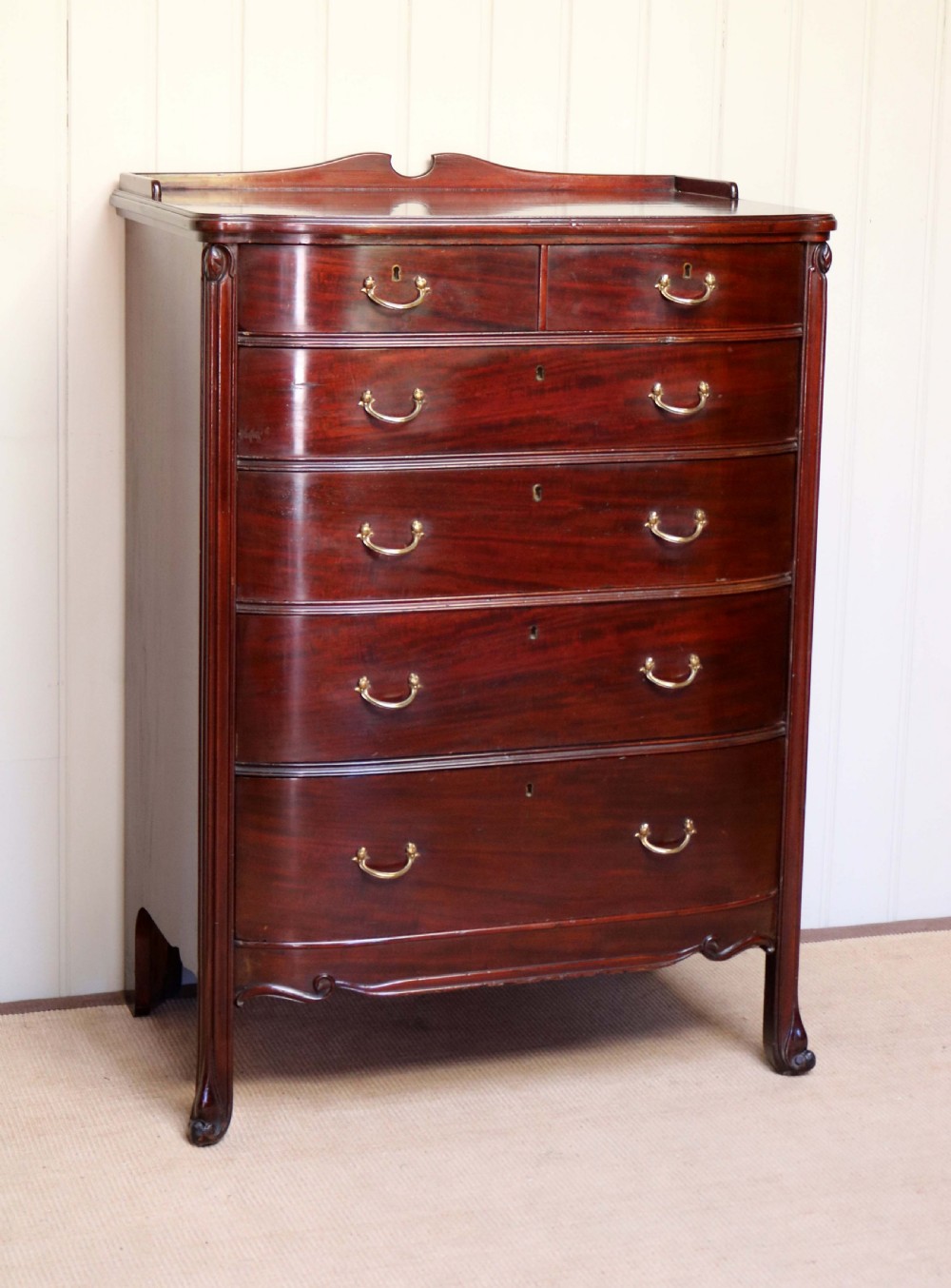 Edwardian Mahogany Bow Front Chest Of Drawers View IV