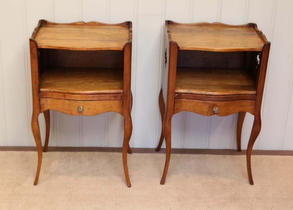 Pair Of French Cherry Wood Bedside Cabinets