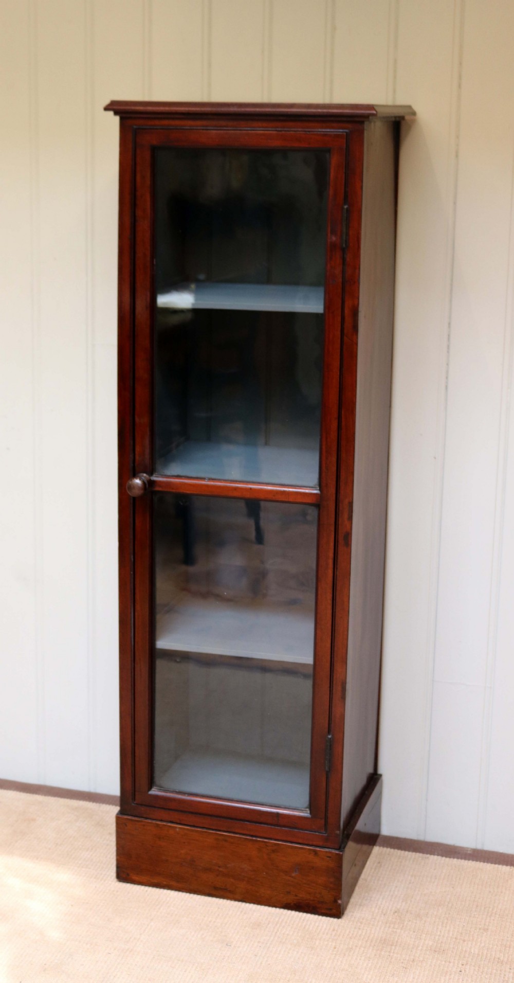 Tall Slim Mahogany Glazed Cabinet View II