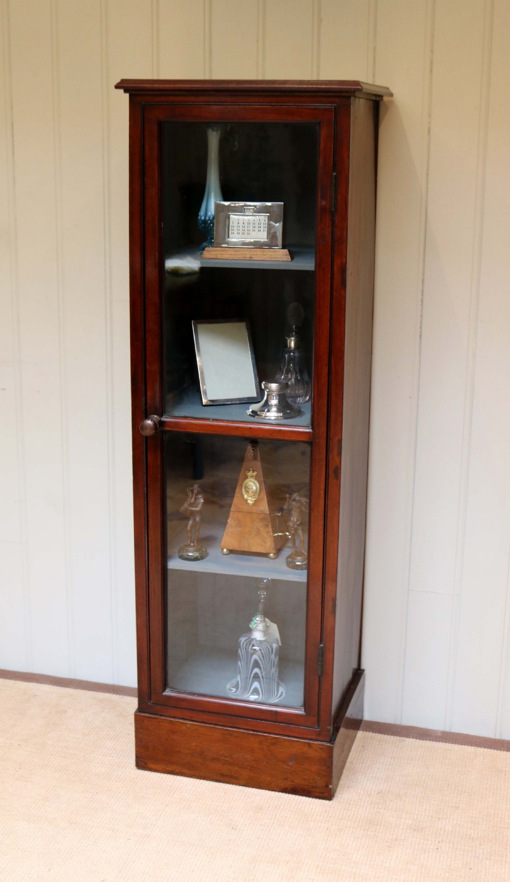 Tall Slim Mahogany Glazed Cabinet View III