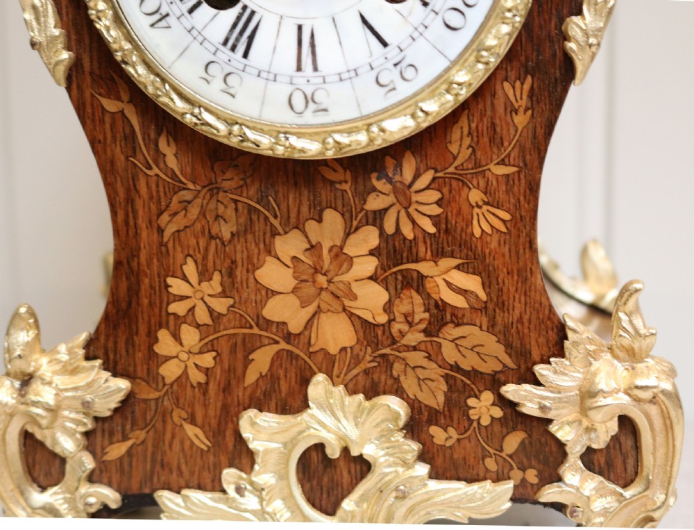 Rosewood and Marquetry Bell Striking Mantel Clock (France, 1889) View V