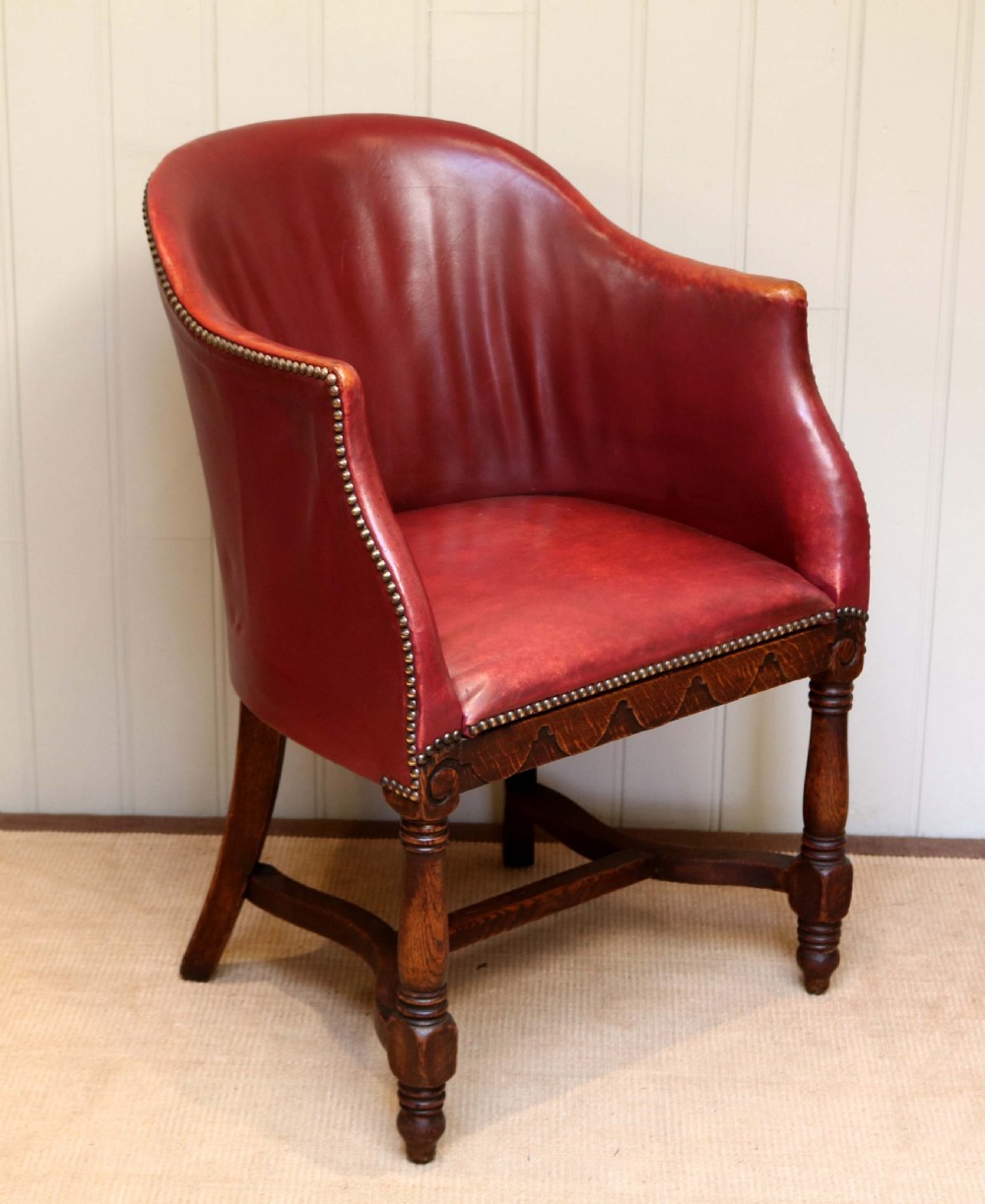 Oak Framed Leather Tub Chair