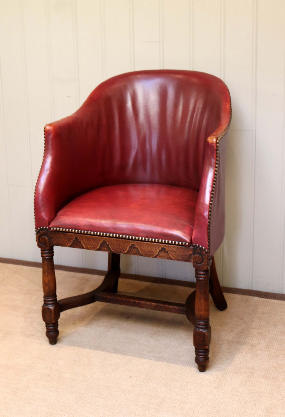 Oak Framed Leather Tub Chair View II