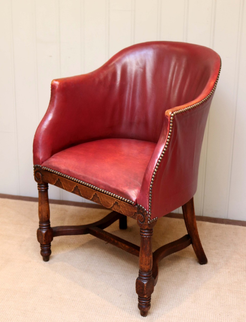 Oak Framed Leather Tub Chair View III