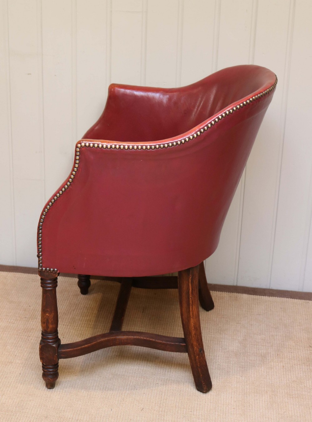 Oak Framed Leather Tub Chair View IV