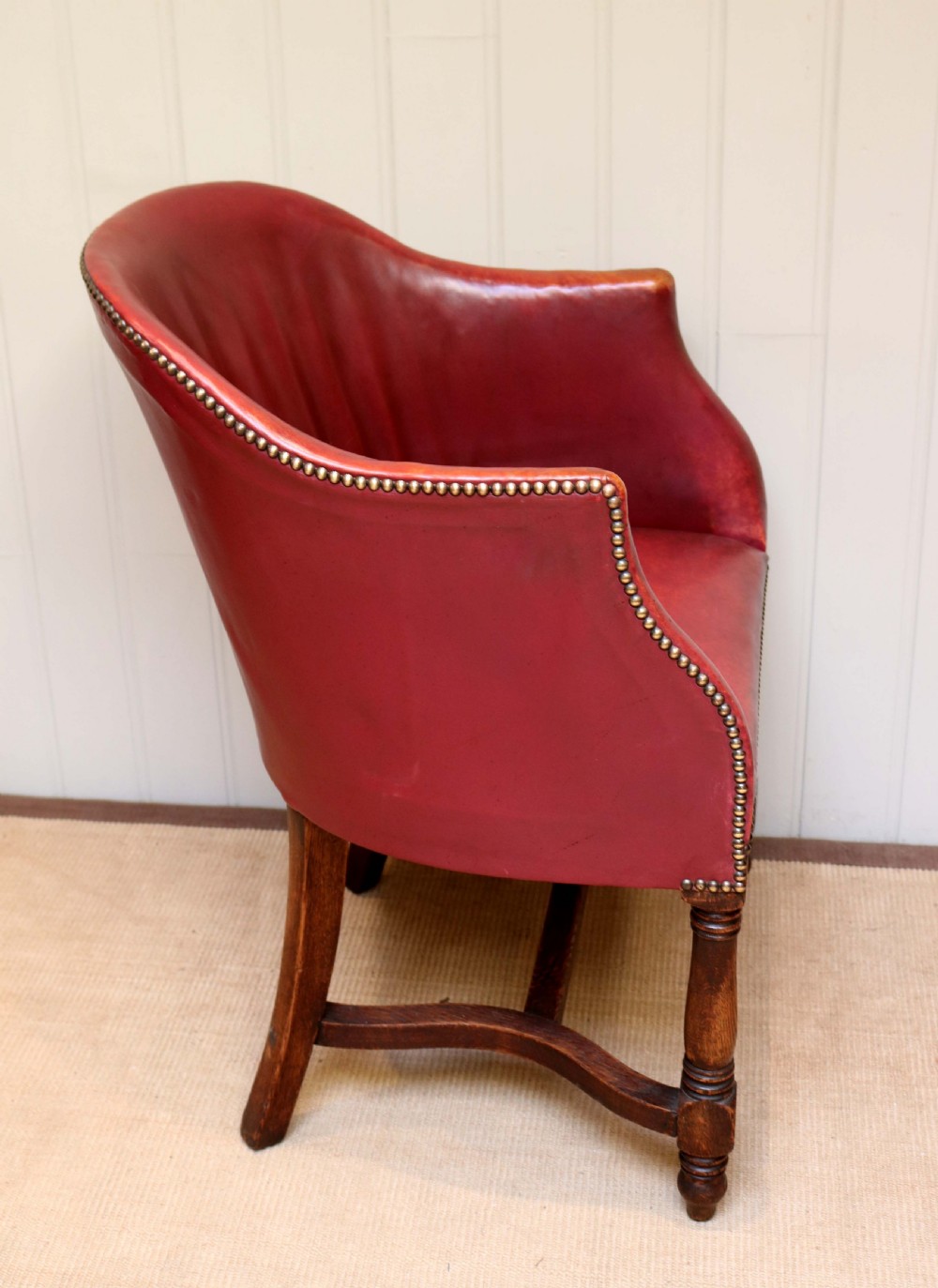 Oak Framed Leather Tub Chair View VI