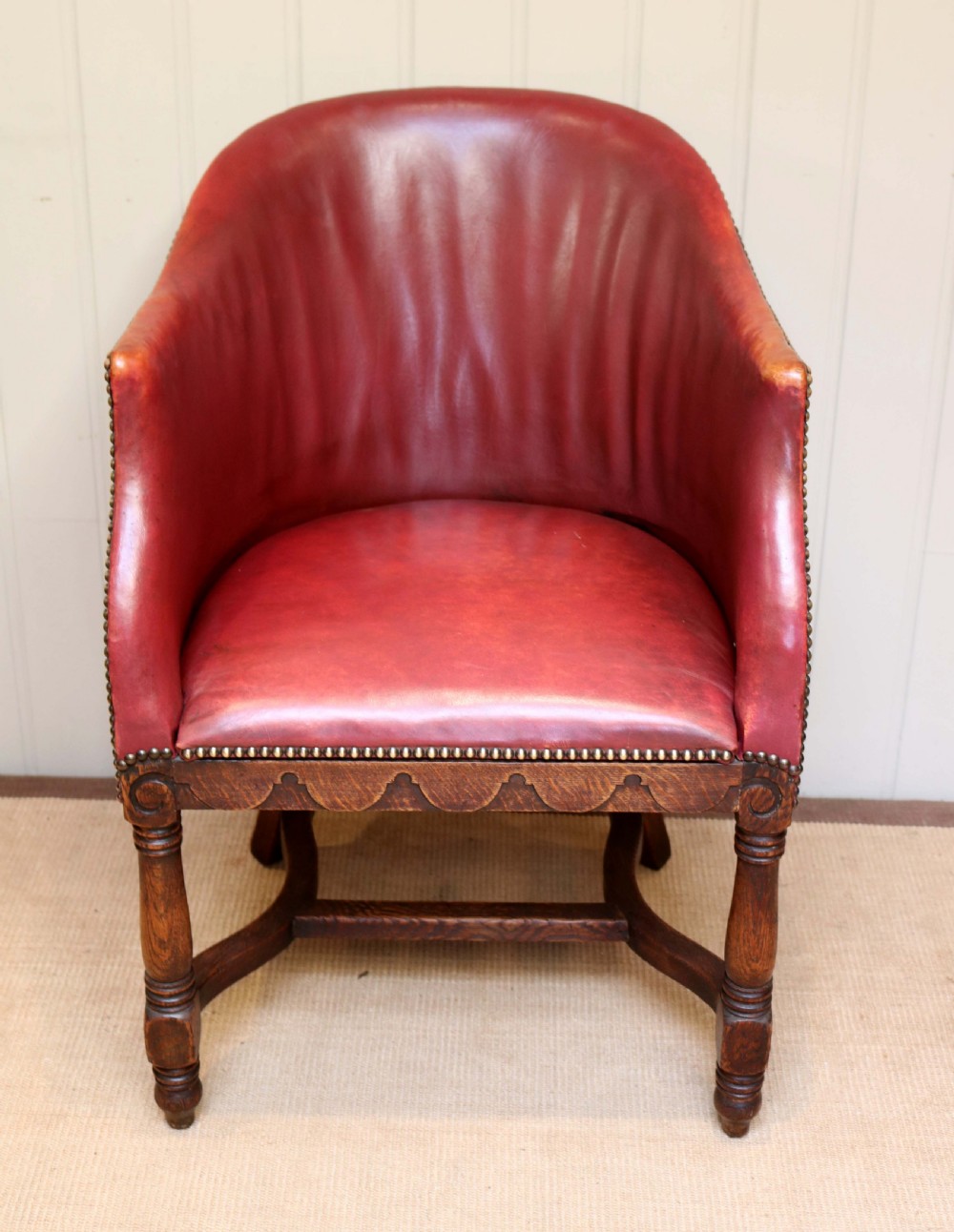 Oak Framed Leather Tub Chair View VII