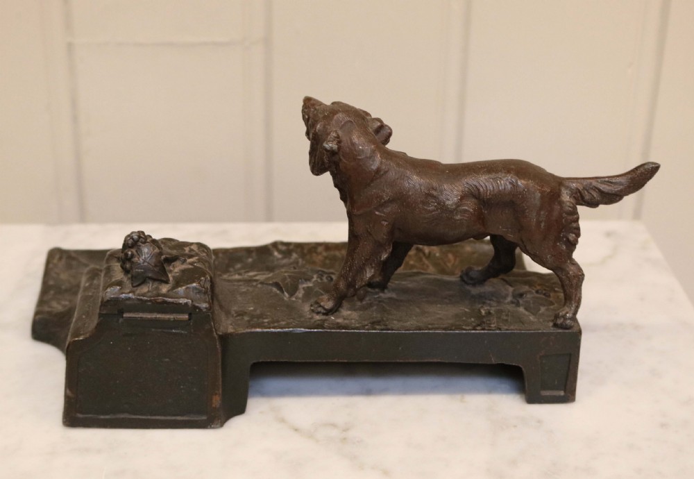 French Spelter Dog Ink Stand  View IV