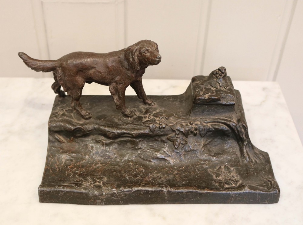 French Spelter Dog Ink Stand  View V