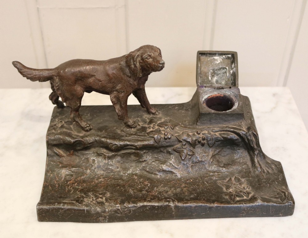 French Spelter Dog Ink Stand  View VII