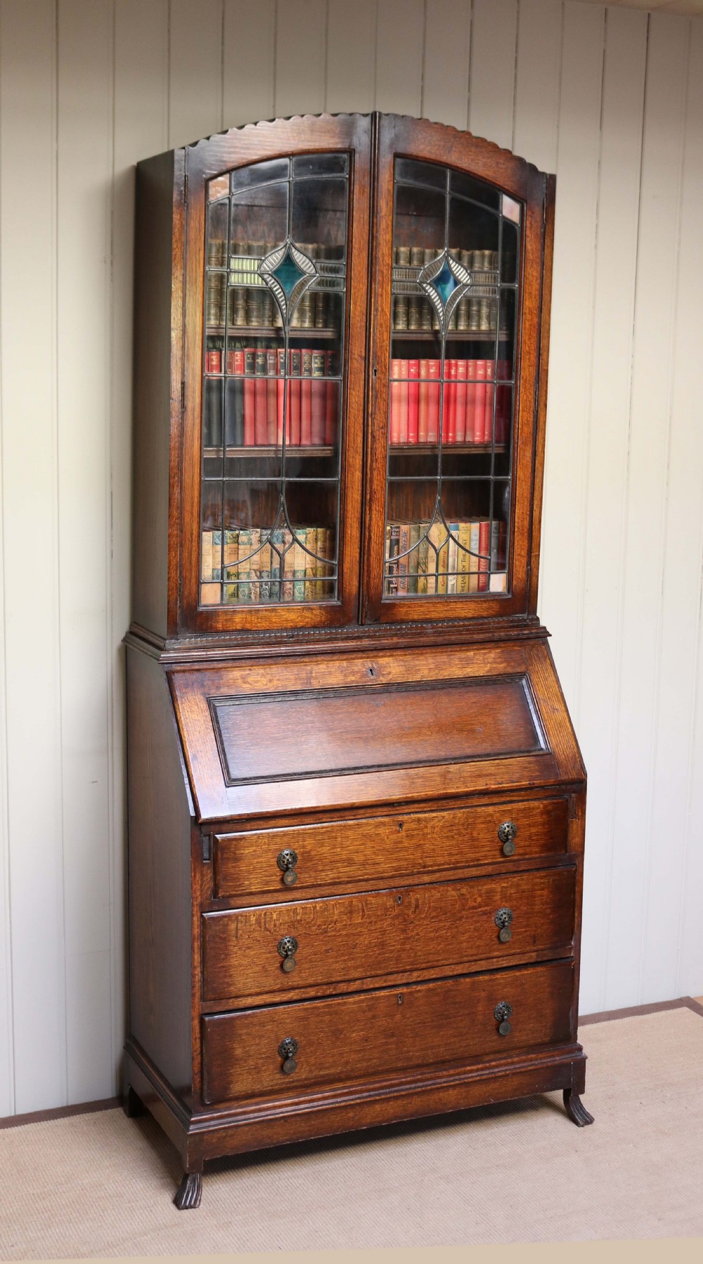 Art Deco Oak Bureau Bookcase