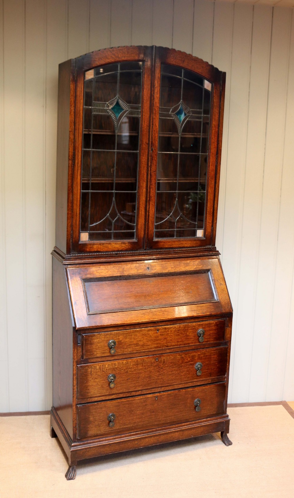Art Deco Oak Bureau Bookcase View II