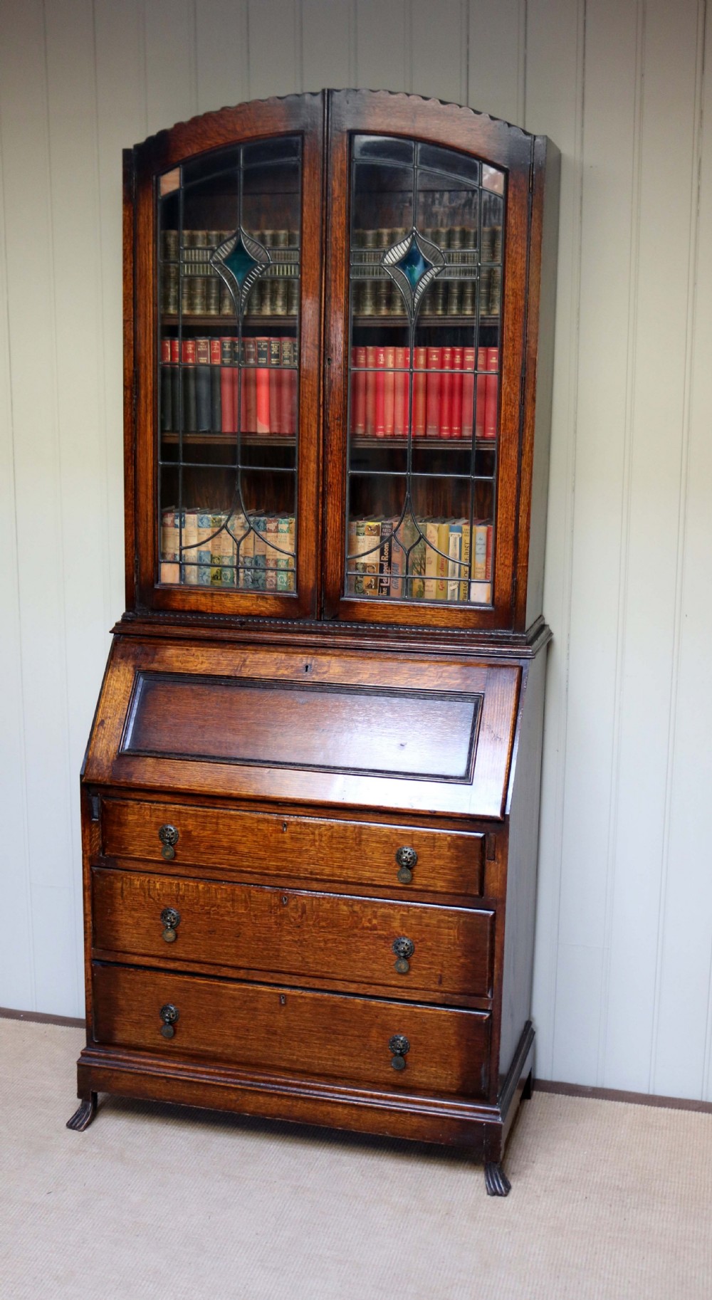 Art Deco Oak Bureau Bookcase View III