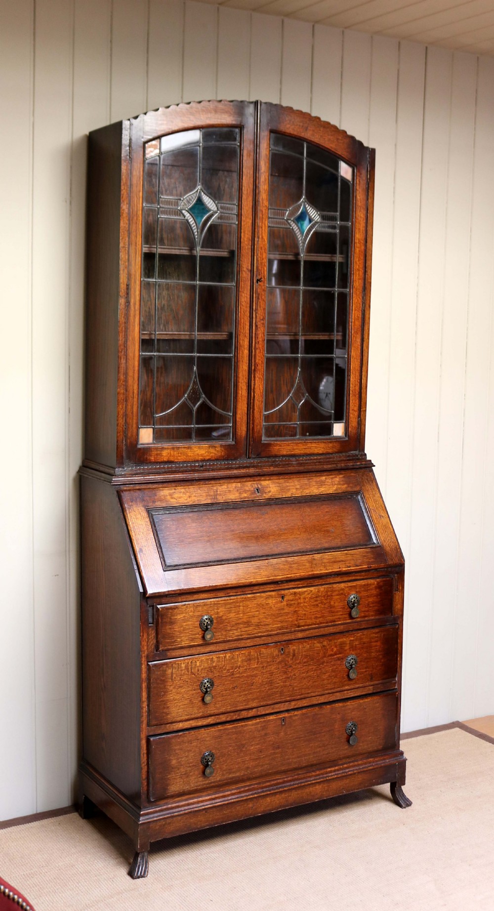 Art Deco Oak Bureau Bookcase View IV