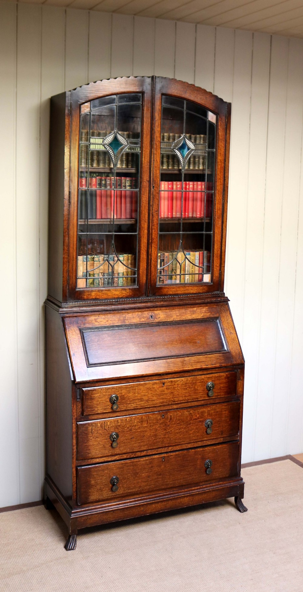 Art Deco Oak Bureau Bookcase View VI