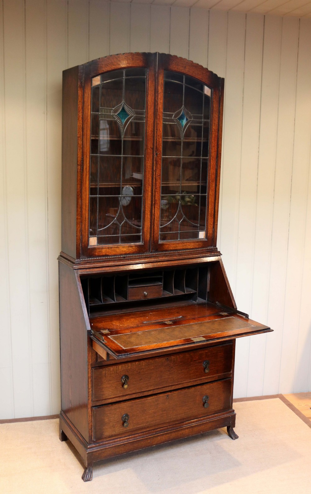 Art Deco Oak Bureau Bookcase View VIII