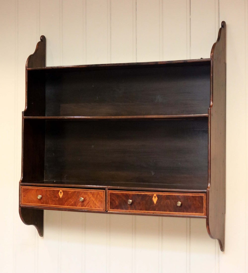 Georgian Mahogany Wall Shelf With Drawers View II