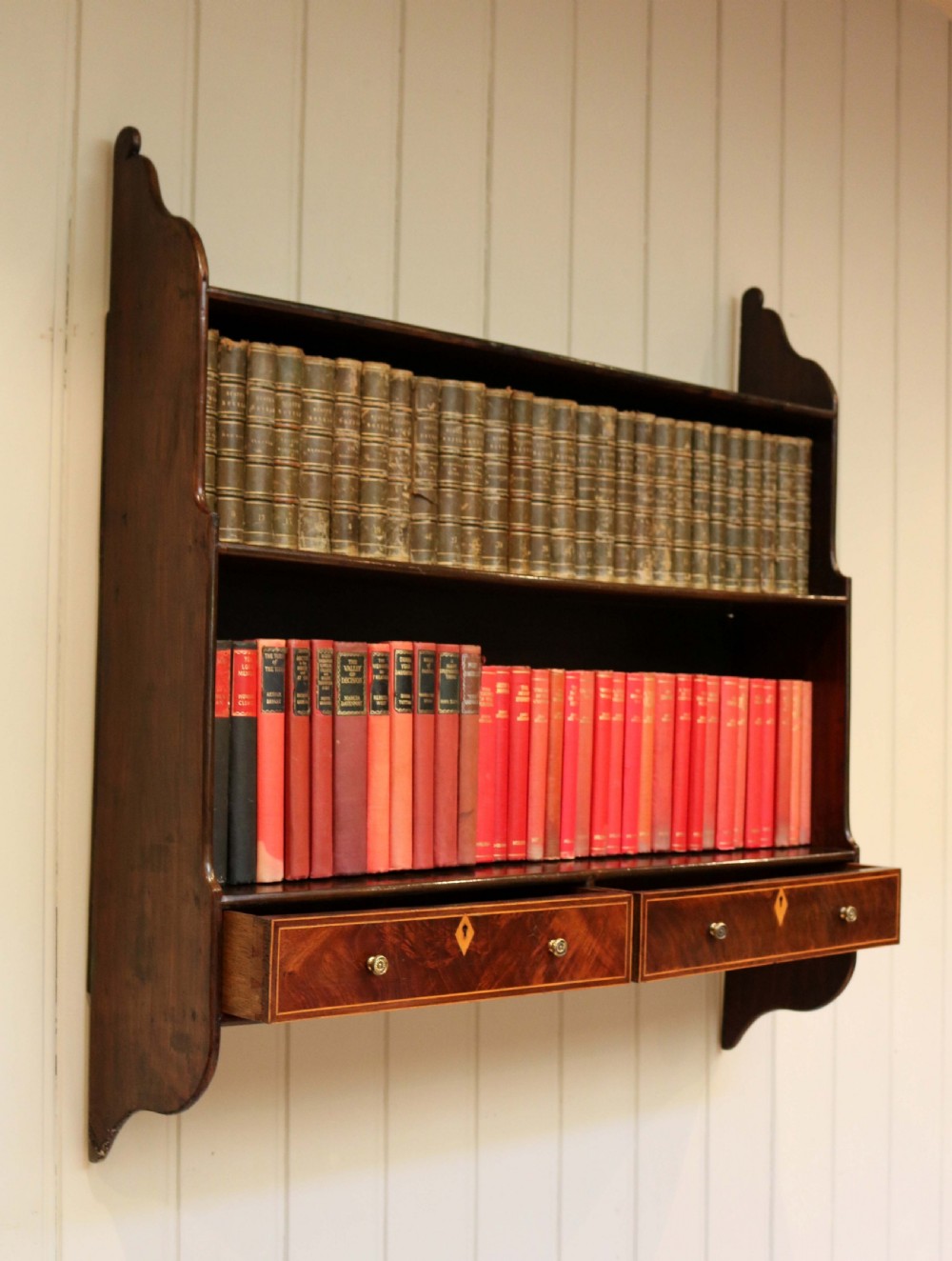 Georgian Mahogany Wall Shelf With Drawers View IV