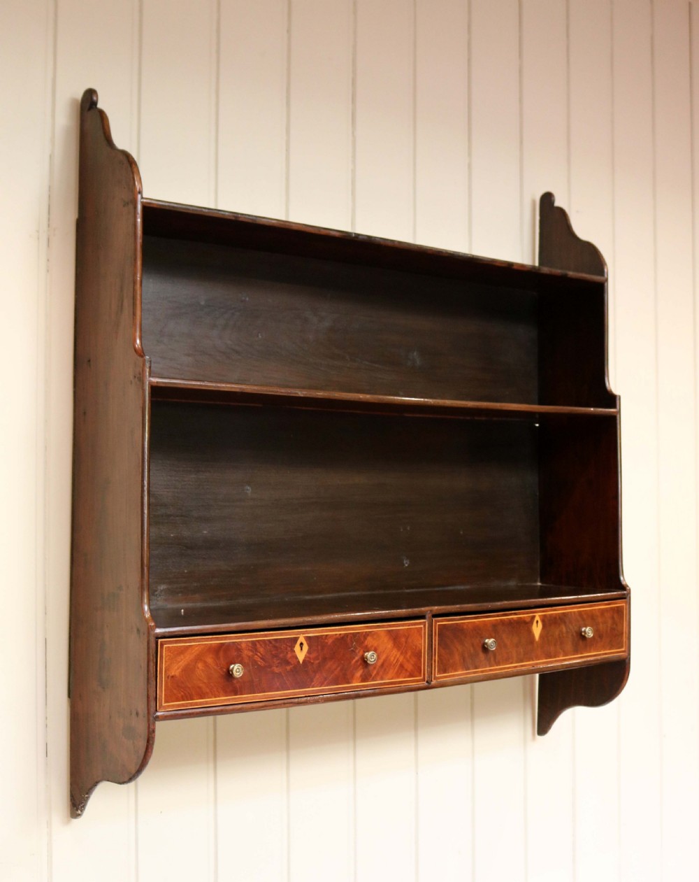 Georgian Mahogany Wall Shelf With Drawers View VI