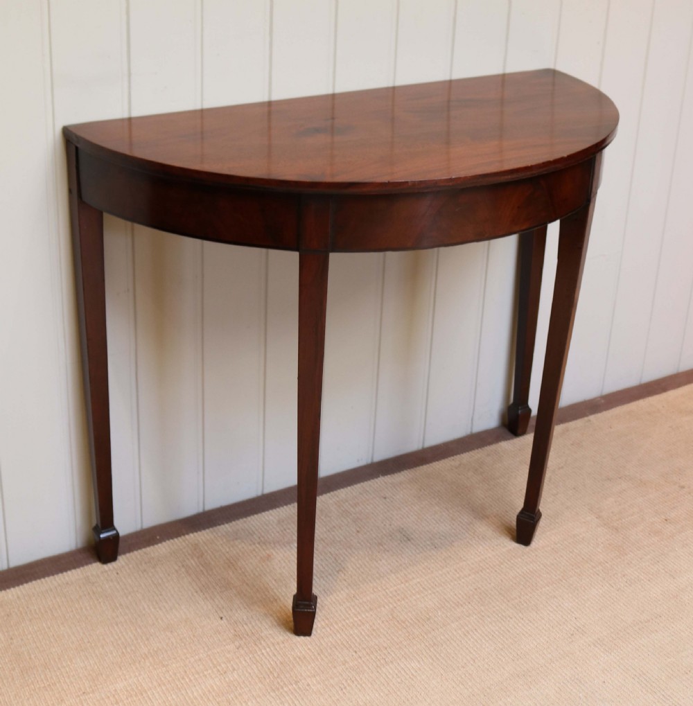 Edwardian Mahogany Demi Lune Table View III