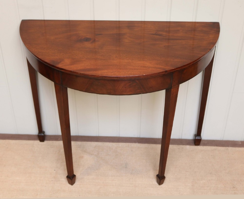 Edwardian Mahogany Demi Lune Table View IV