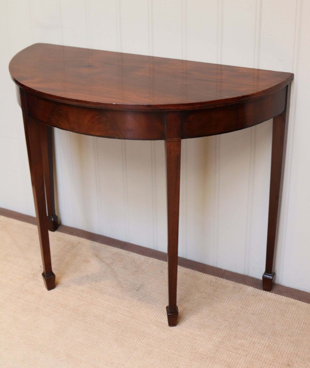 Edwardian Mahogany Demi Lune Table View V