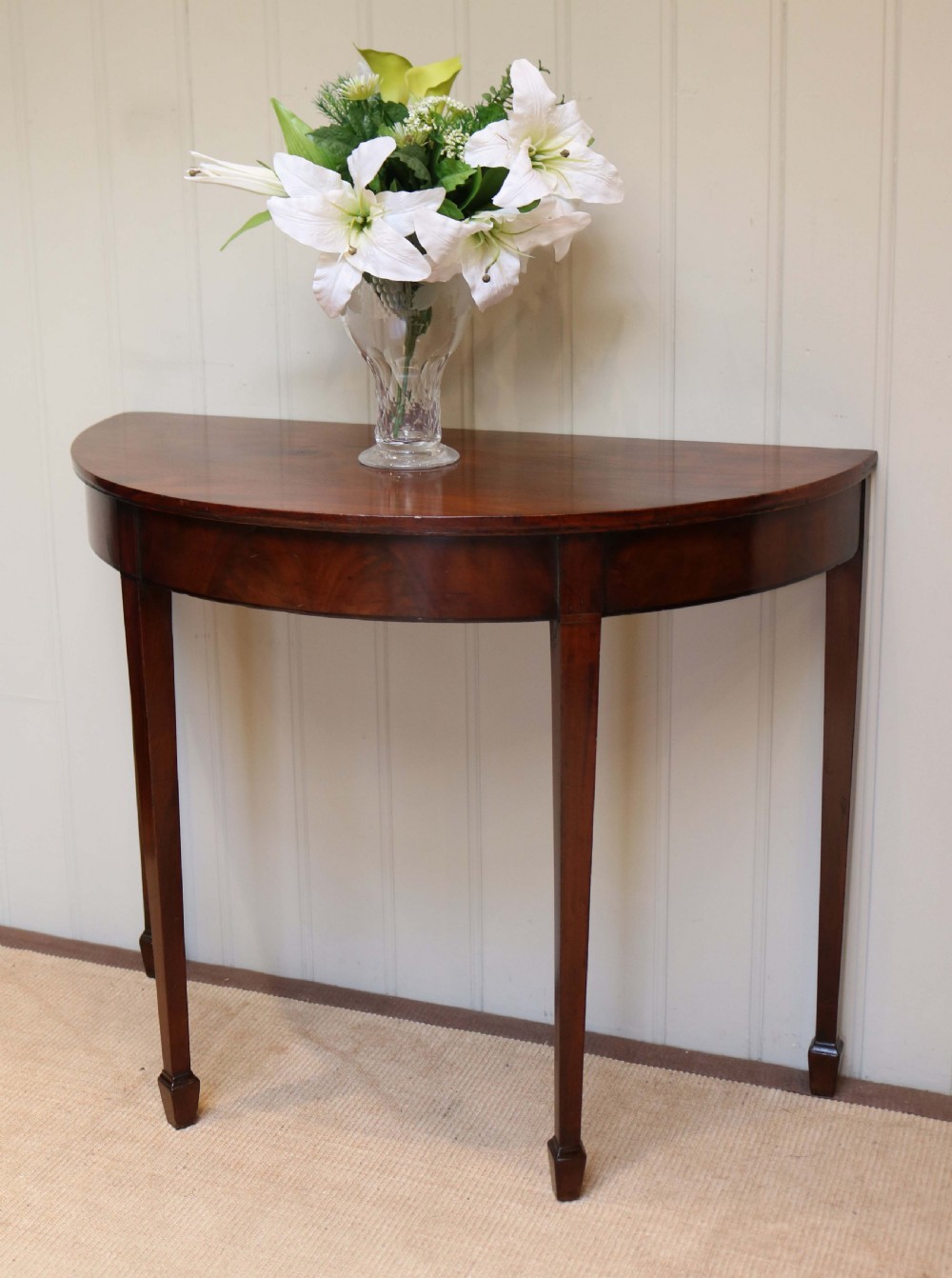 Edwardian Mahogany Demi Lune Table View VI