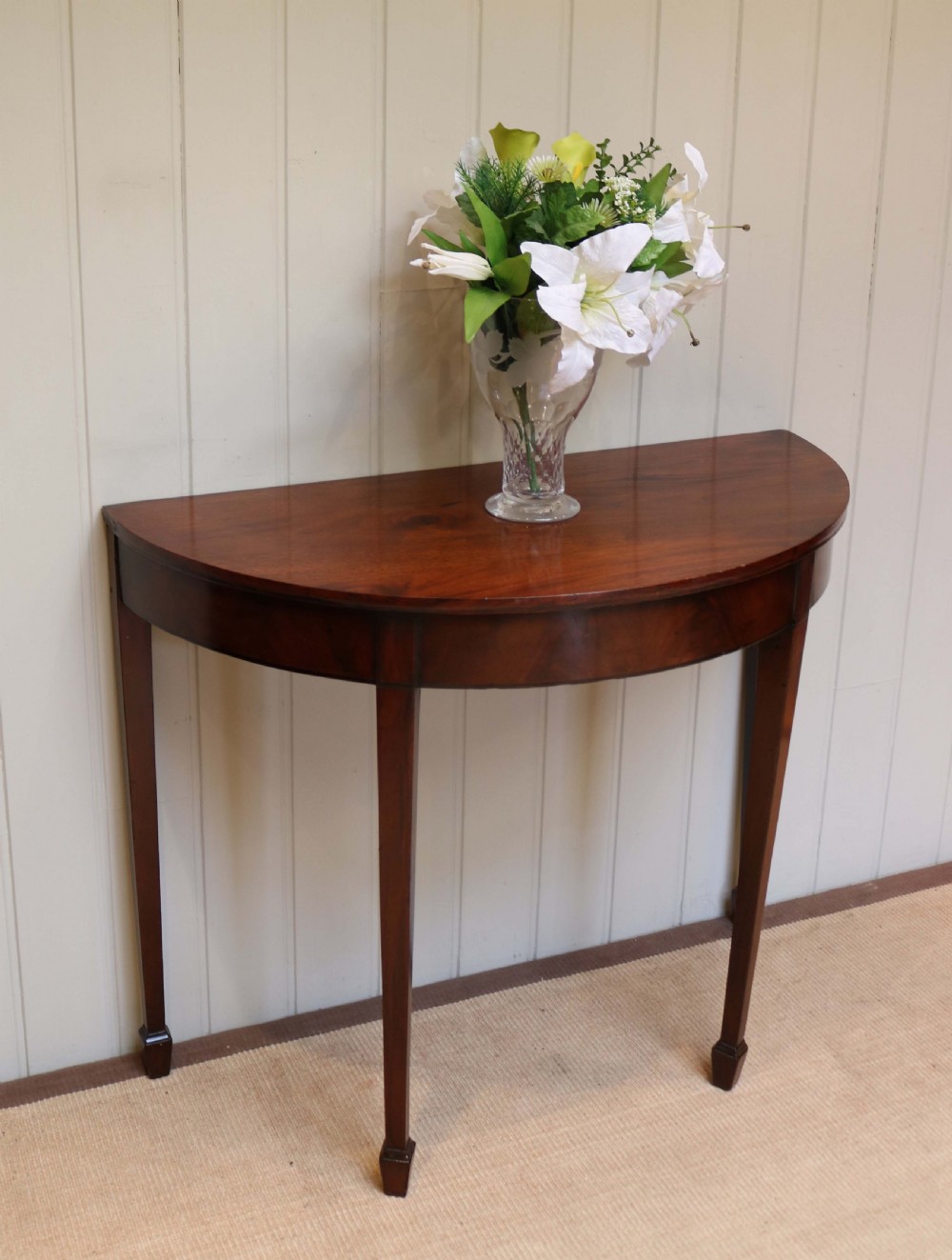Edwardian Mahogany Demi Lune Table View VIII