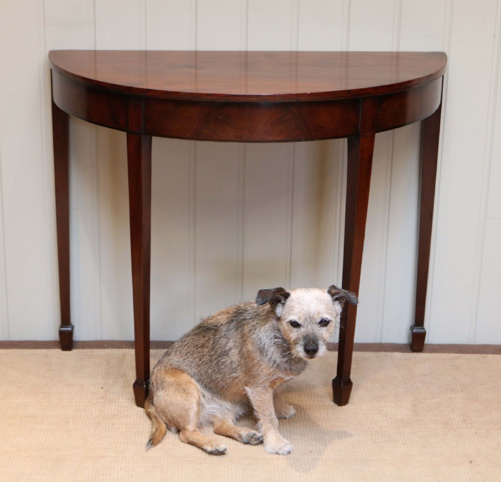 Edwardian Mahogany Demi Lune Table View IX