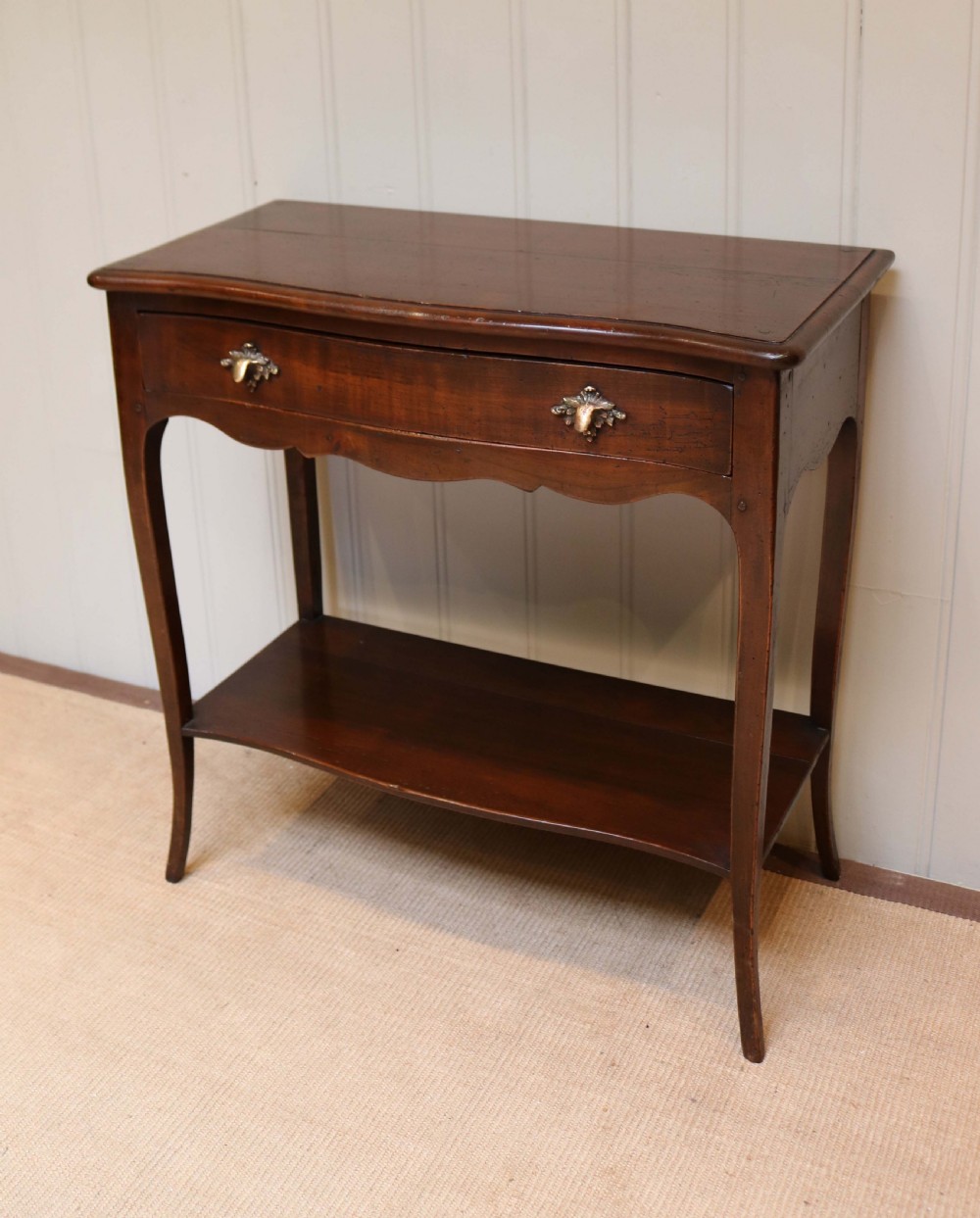 Rustic French Cherry Wood Side Table  View V