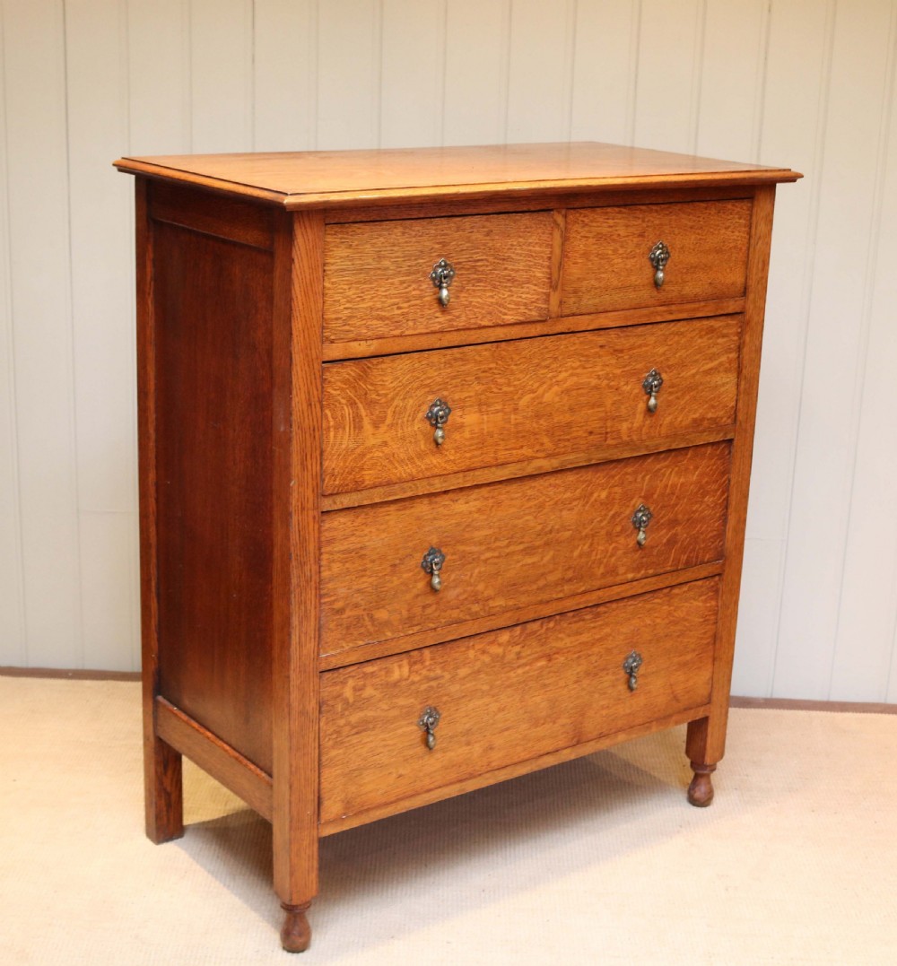Tall Golden Oak Chest Of Drawers View V