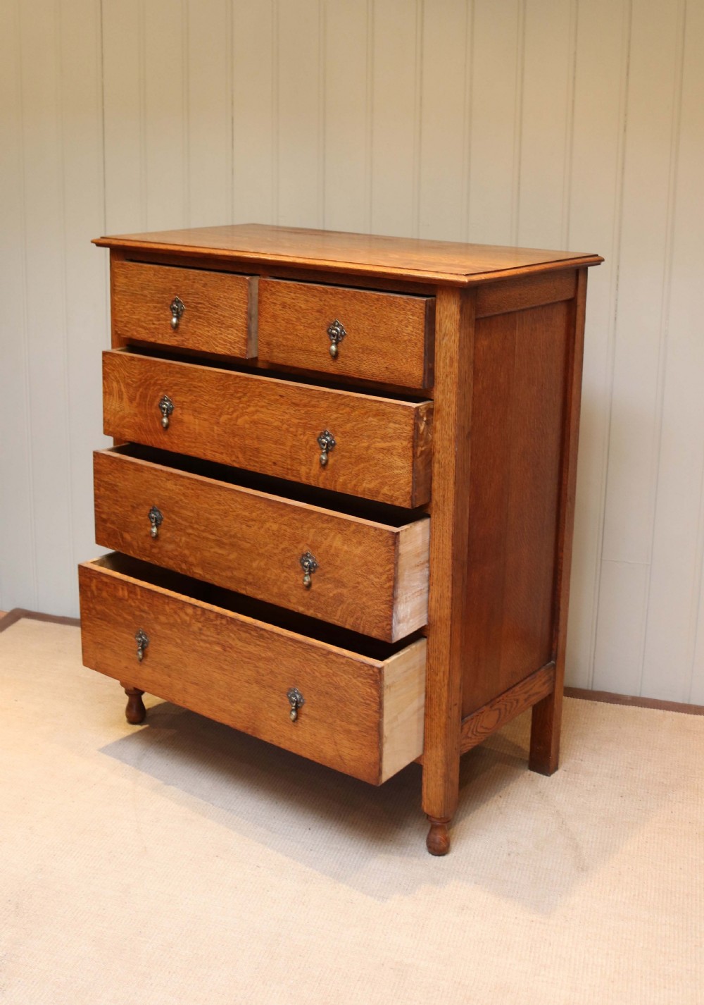 Tall Golden Oak Chest Of Drawers View VI