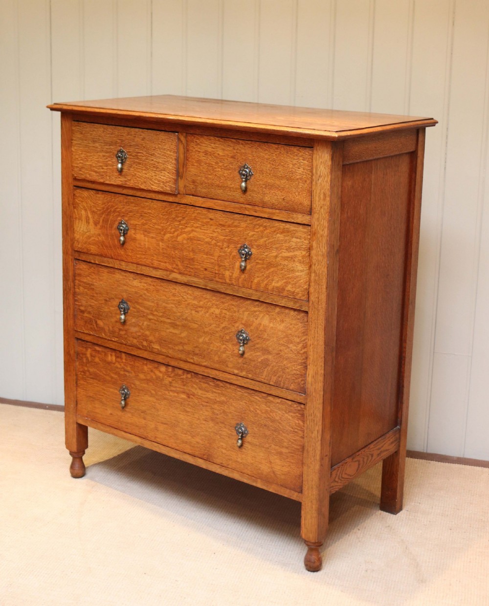 Tall Golden Oak Chest Of Drawers View VII