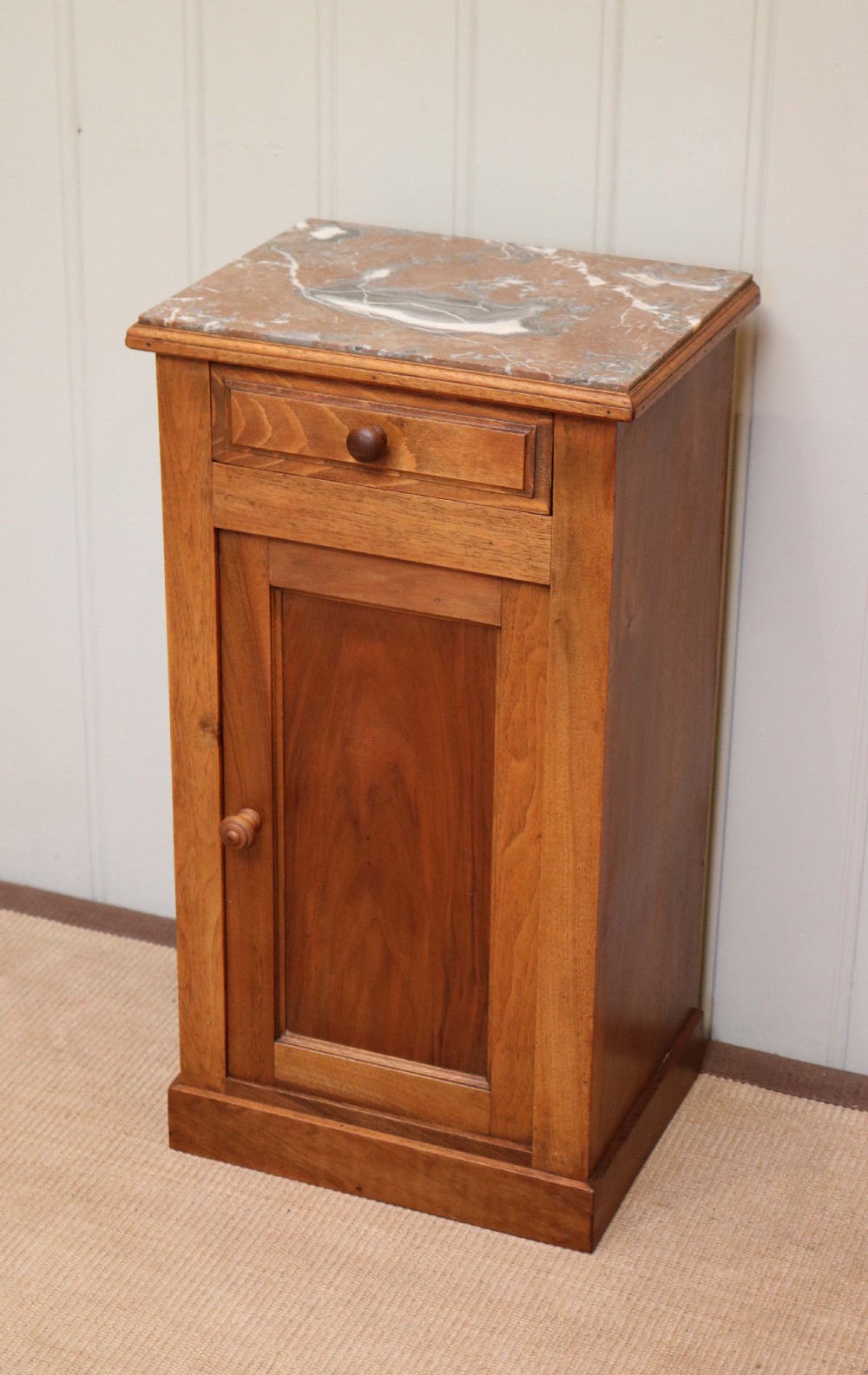 Walnut Marble Top Bedside Cabinet View II