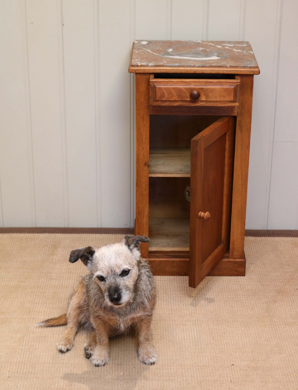 Walnut Marble Top Bedside Cabinet View IV