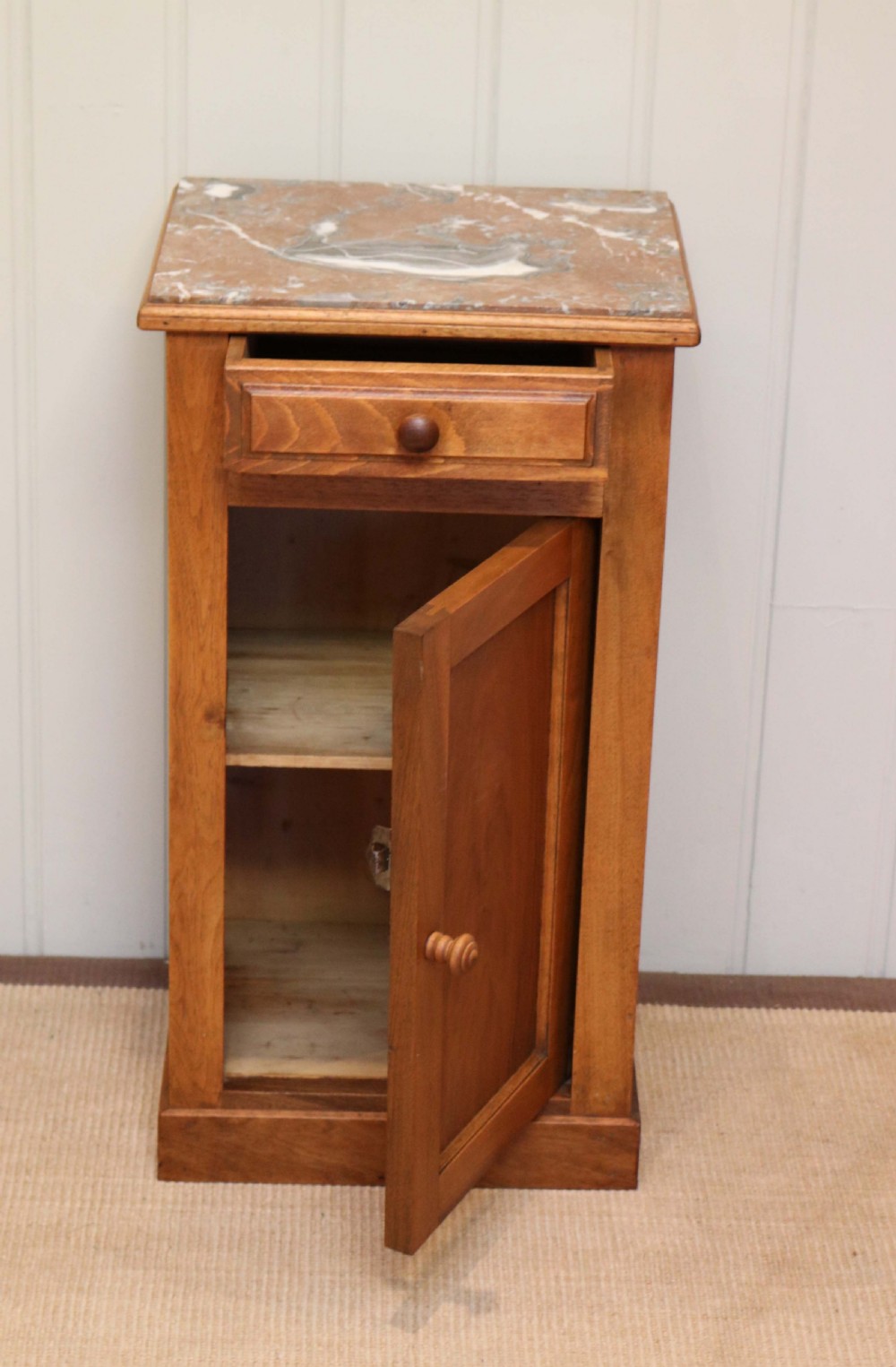Walnut Marble Top Bedside Cabinet View V
