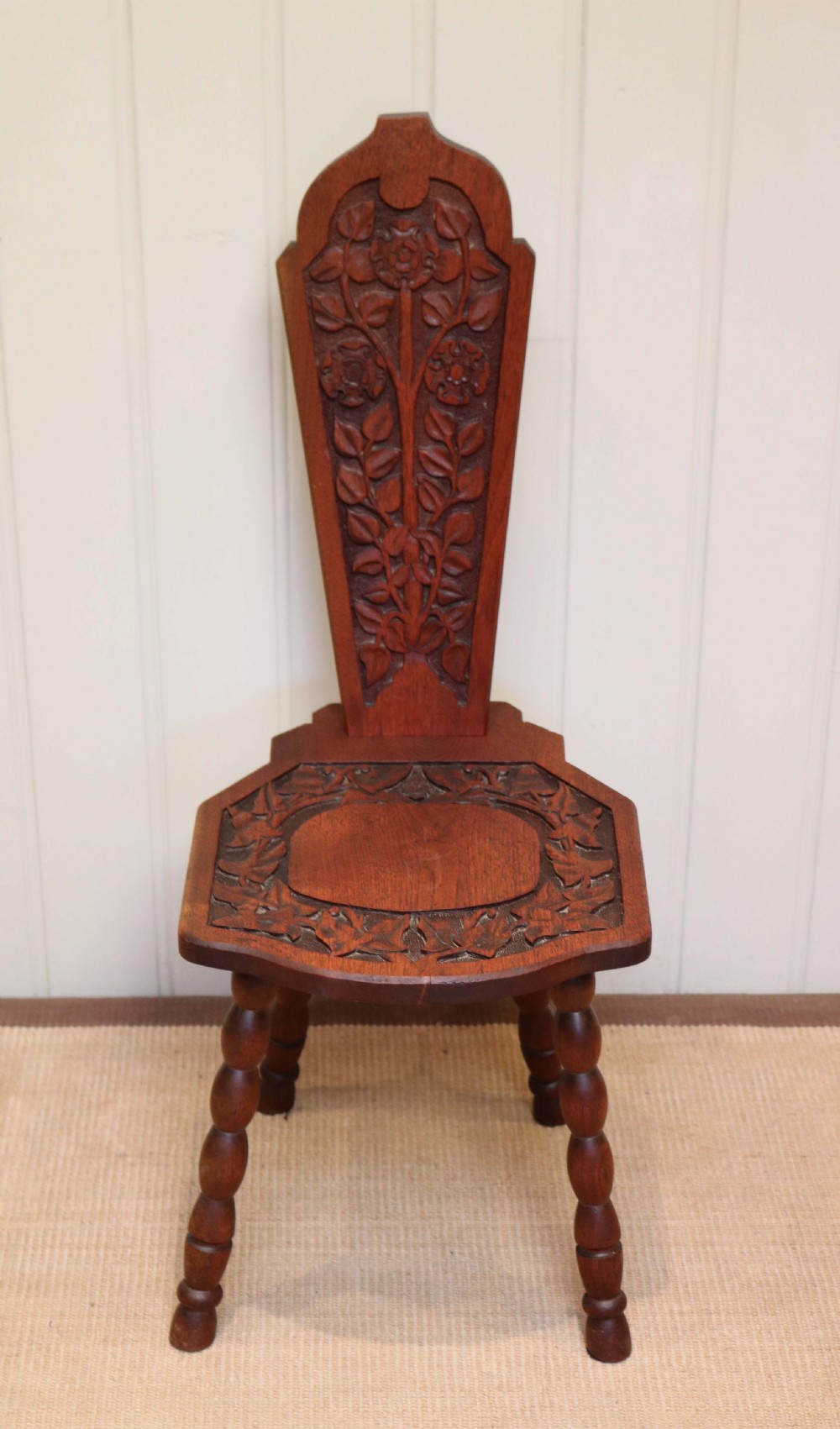 Carved Oak Spinning Chair