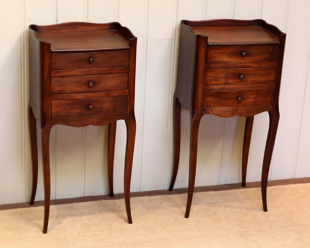 Pair Of French Cherry Wood Bedside Cabinets