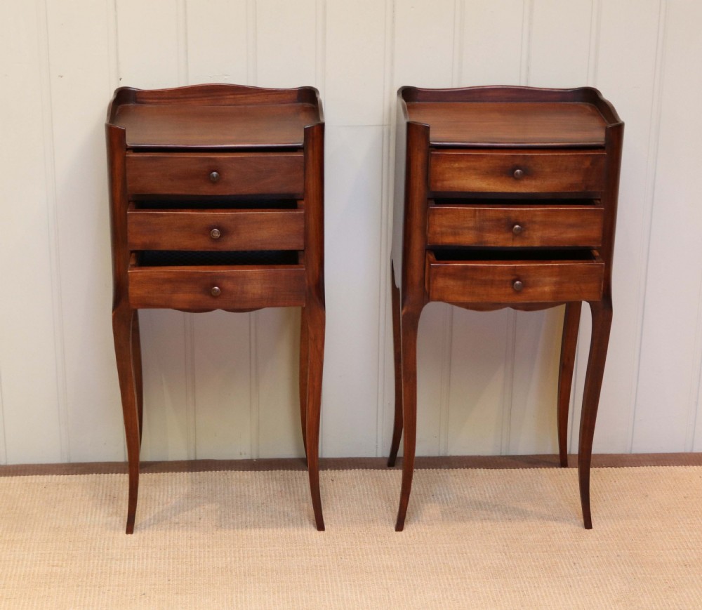 Pair Of French Cherry Wood Bedside Cabinets View IV