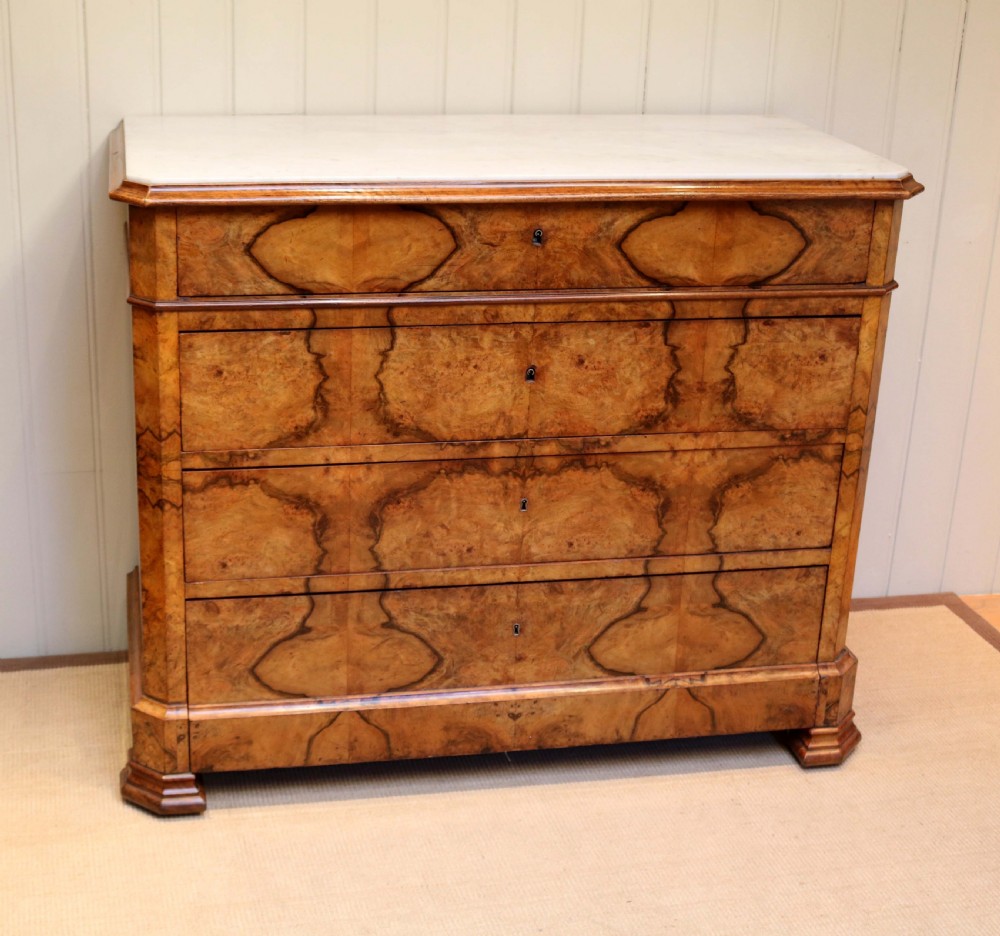 French Walnut Marble Top Commode