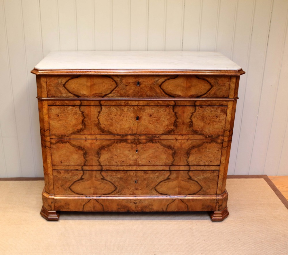 French Walnut Marble Top Commode View II