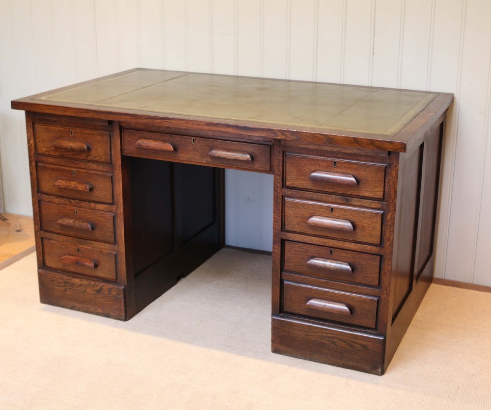 Large Oak Pedestal Desk View II
