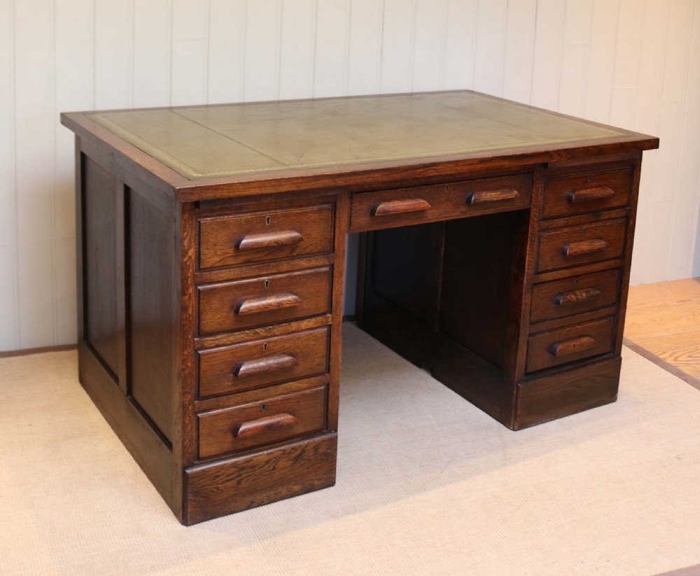 Large Oak Pedestal Desk View III