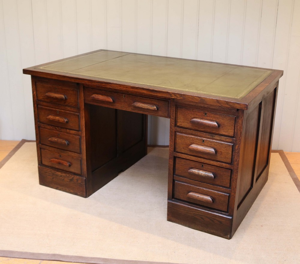 Large Oak Pedestal Desk View IV