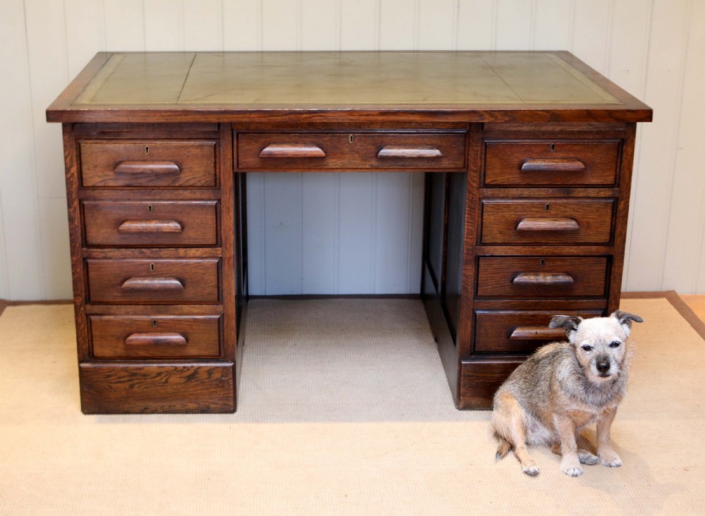 Large Oak Pedestal Desk View VI
