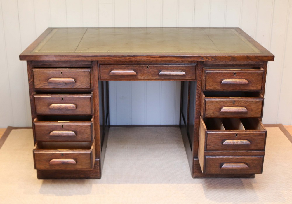 Large Oak Pedestal Desk View VII