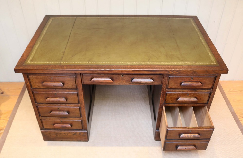 Large Oak Pedestal Desk View VIII