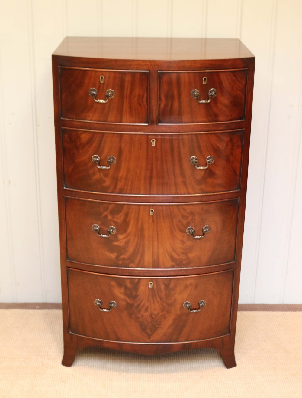 Tall Mahogany Bow Front Chest Of Drawers View III