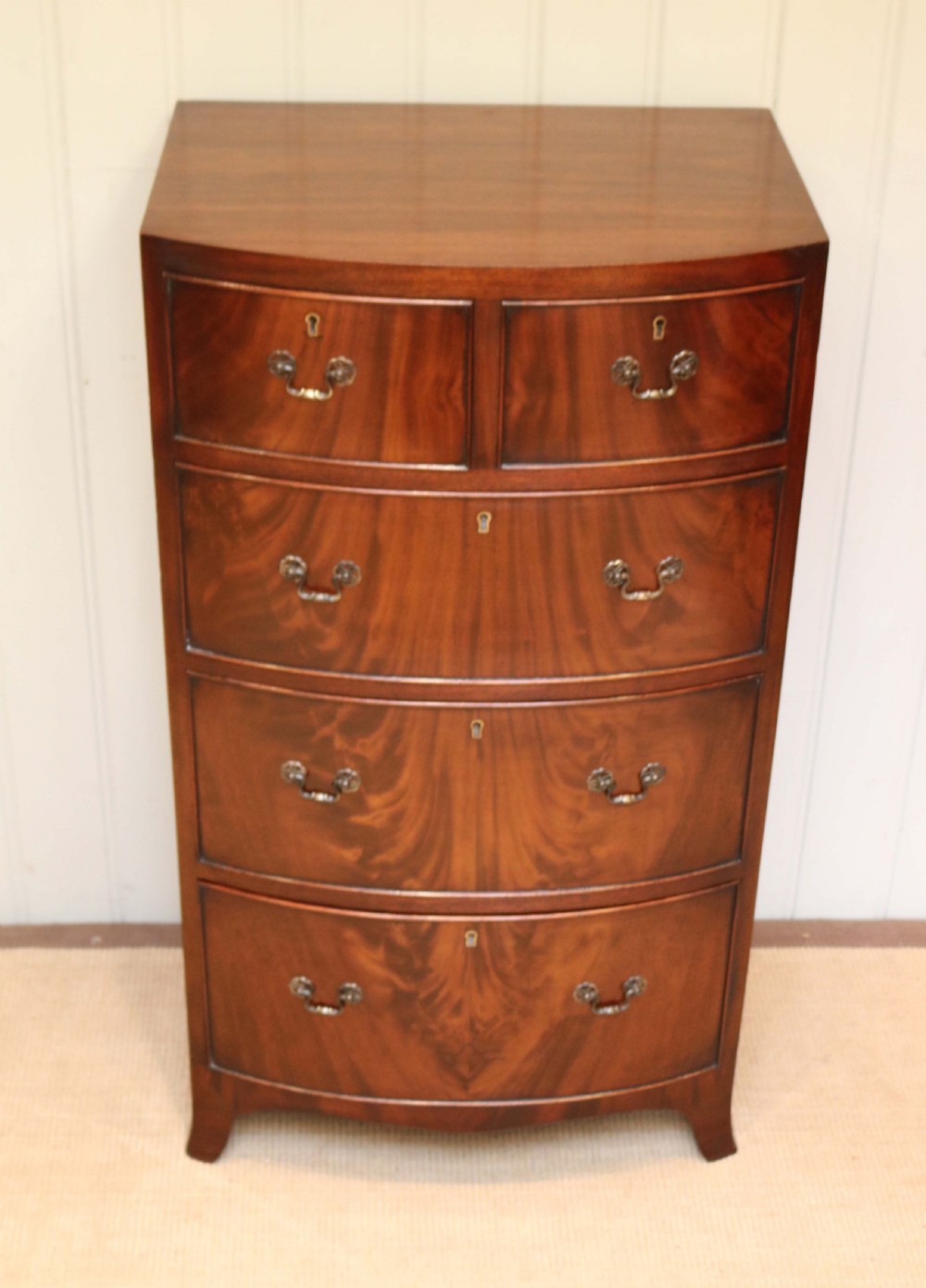 Tall Mahogany Bow Front Chest Of Drawers View IV